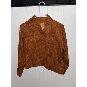 Ruby Rd. Petite 8P Rust Orange Textured Polyester Jacket